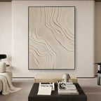 Abstract wall art in a modern living room setting