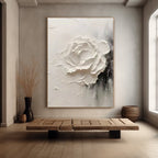 Modern white 3D textured flower canvas art by Lumi Gallery