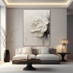 Lumi Gallery's 3D textured white flower canvas art in modern interior