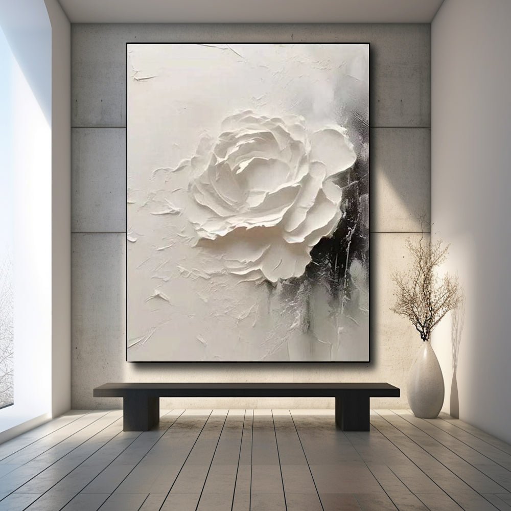 3D textured modern petal canvas art in contemporary interior by Lumi Gallery