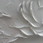 Modern white textured 3D flower canvas wall art