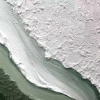 Hand-painted 3D textured abstract painting in moss green, sage, and white with thick brushstrokes, 'Echo of Moss