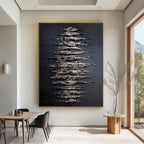 Lumi Gallery 3D textured abstract black wall art 'Scale Chant' modern dining room