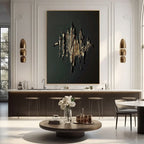 Lumi Gallery's 3D textured gold minimalist abstract wall art in modern interior