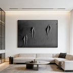 Lumi Gallery's large black 3D textured abstract minimalist canvas art with torn design in modern living room