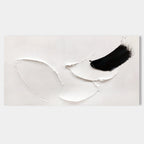 3D textured abstract minimalist white canvas wall art with black accent by Lumi Gallery