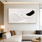 3D textured white abstract minimalist painting by Lumi Gallery in modern living room