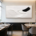 Lumi Gallery's white abstract minimalist 3D textured wall art in restaurant