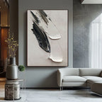 3D textured minimalist abstract canvas painting by Lumi Gallery in modern living room