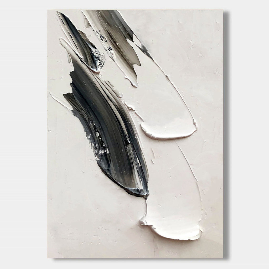 Lumi Gallery 3D textured minimalist abstract canvas wall art with bold black/white strokes