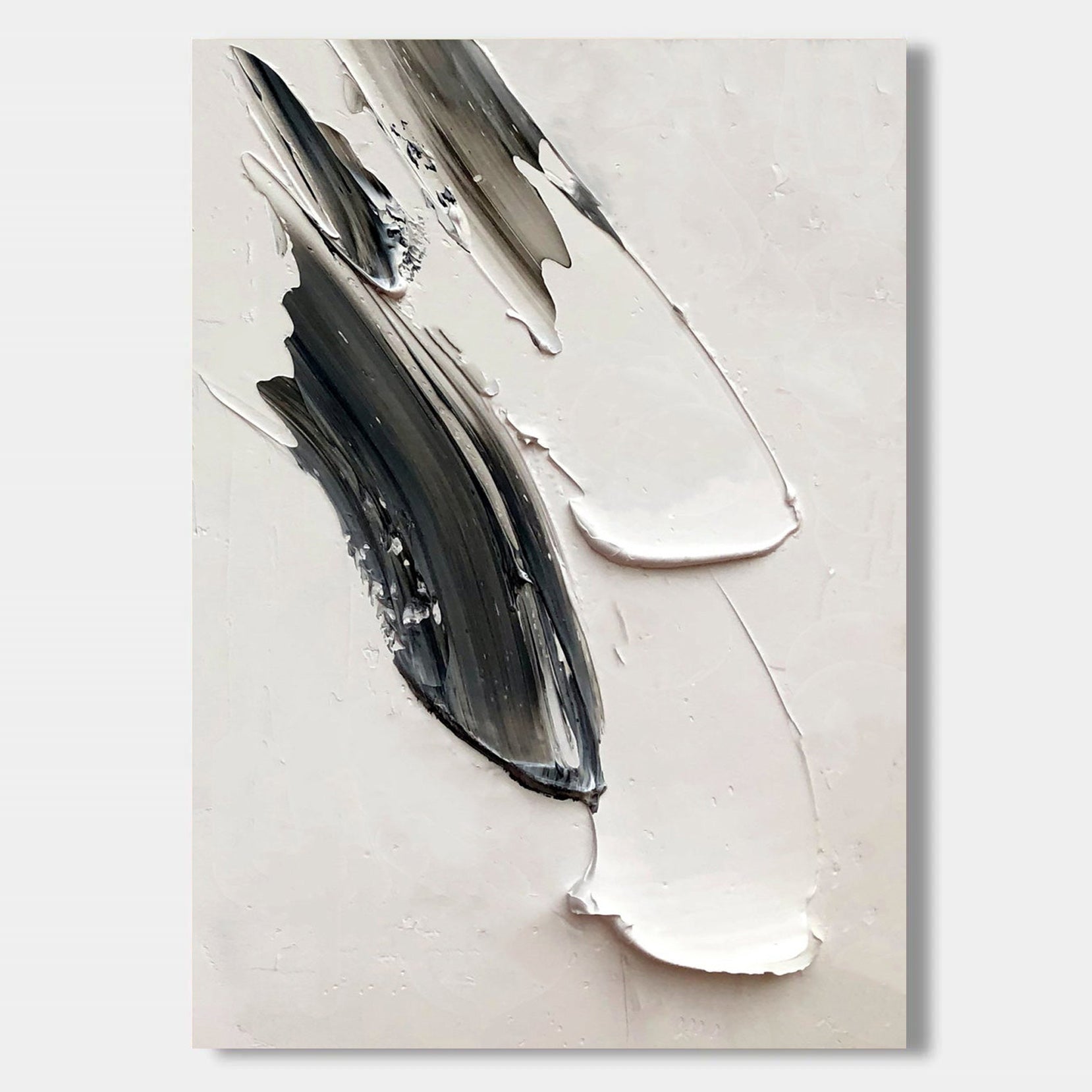 Lumi Gallery 3D textured minimalist abstract canvas wall art with bold black/white strokes