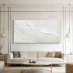 3D Textured Minimalist White Relief Wall Art - Crest Silence