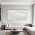 3D Textured Minimalist White Relief Wall Art - Crest Silence