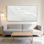 3D Textured Minimalist White Relief Wall Art - Crest Silence