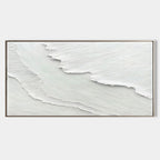 3D Textured Minimalist White Relief Wall Art - Crest Silence