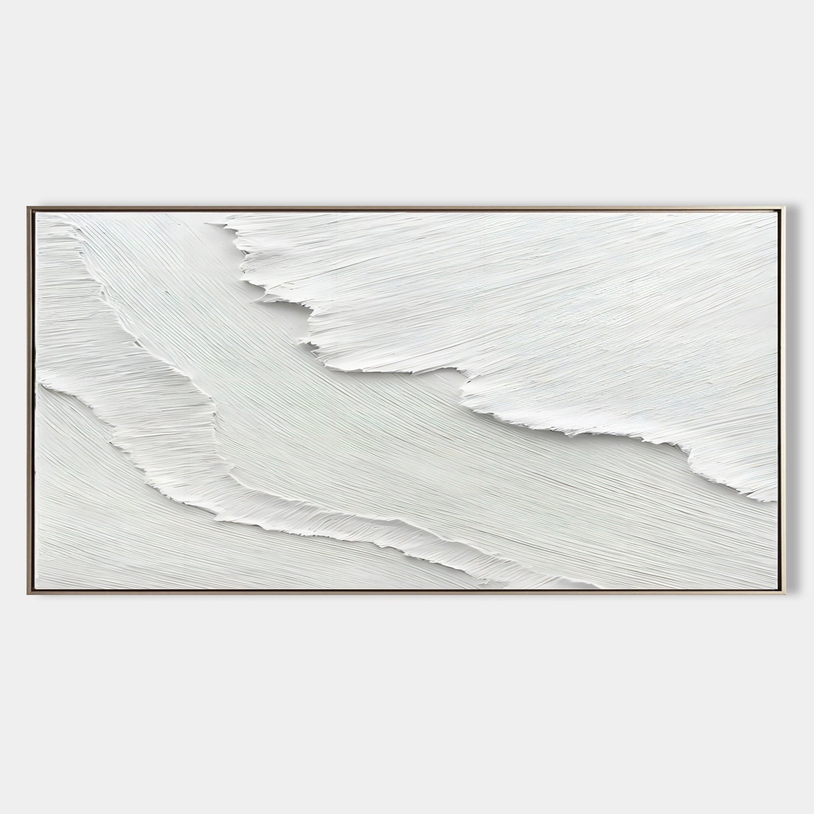 3D Textured Minimalist White Relief Wall Art - Crest Silence