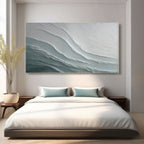 3D textured abstract seascape canvas art 'Glacial Drift' by Lumi Gallery in modern bedroom