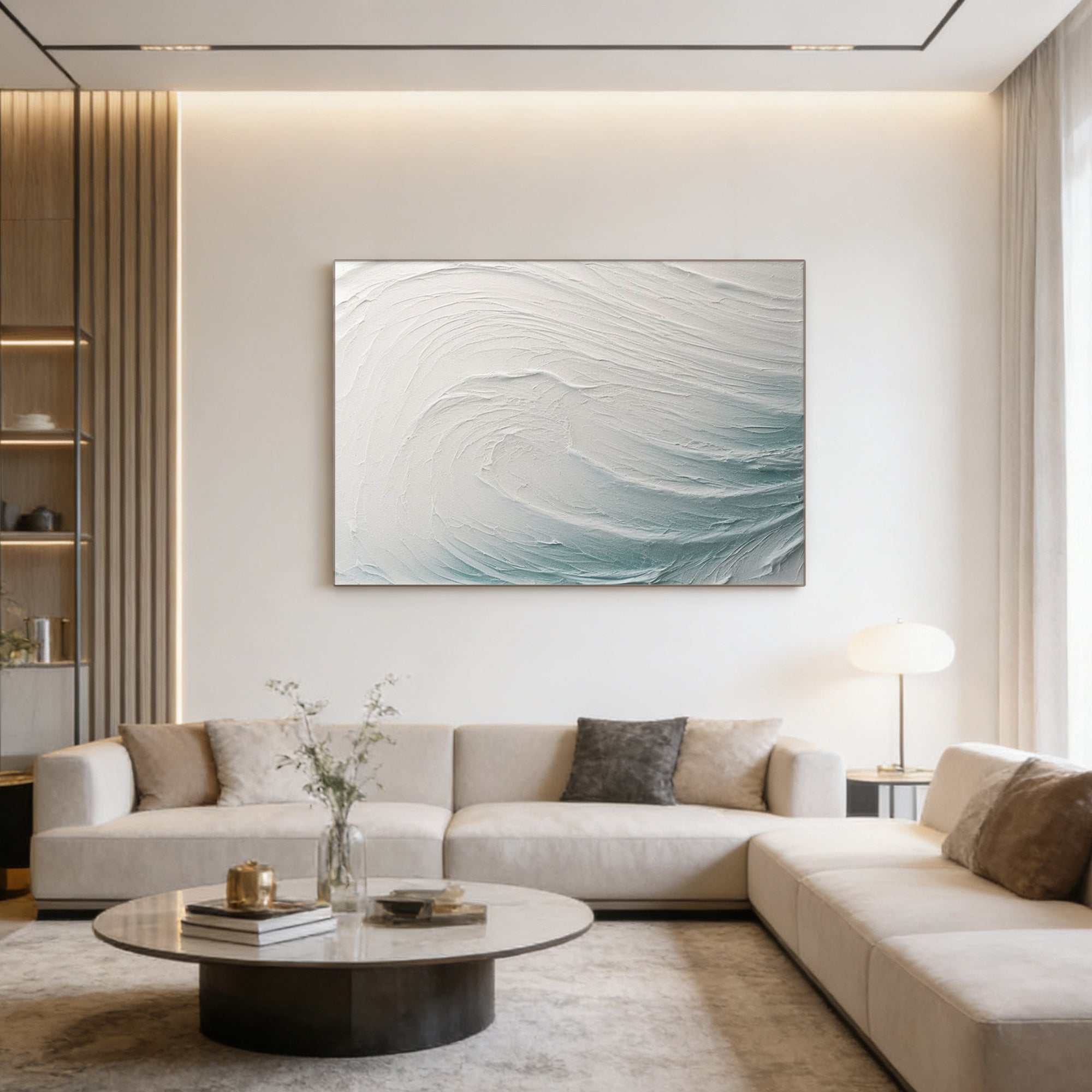 3D Textured Abstract Minimalist Ocean Wall Art - Swell Arc