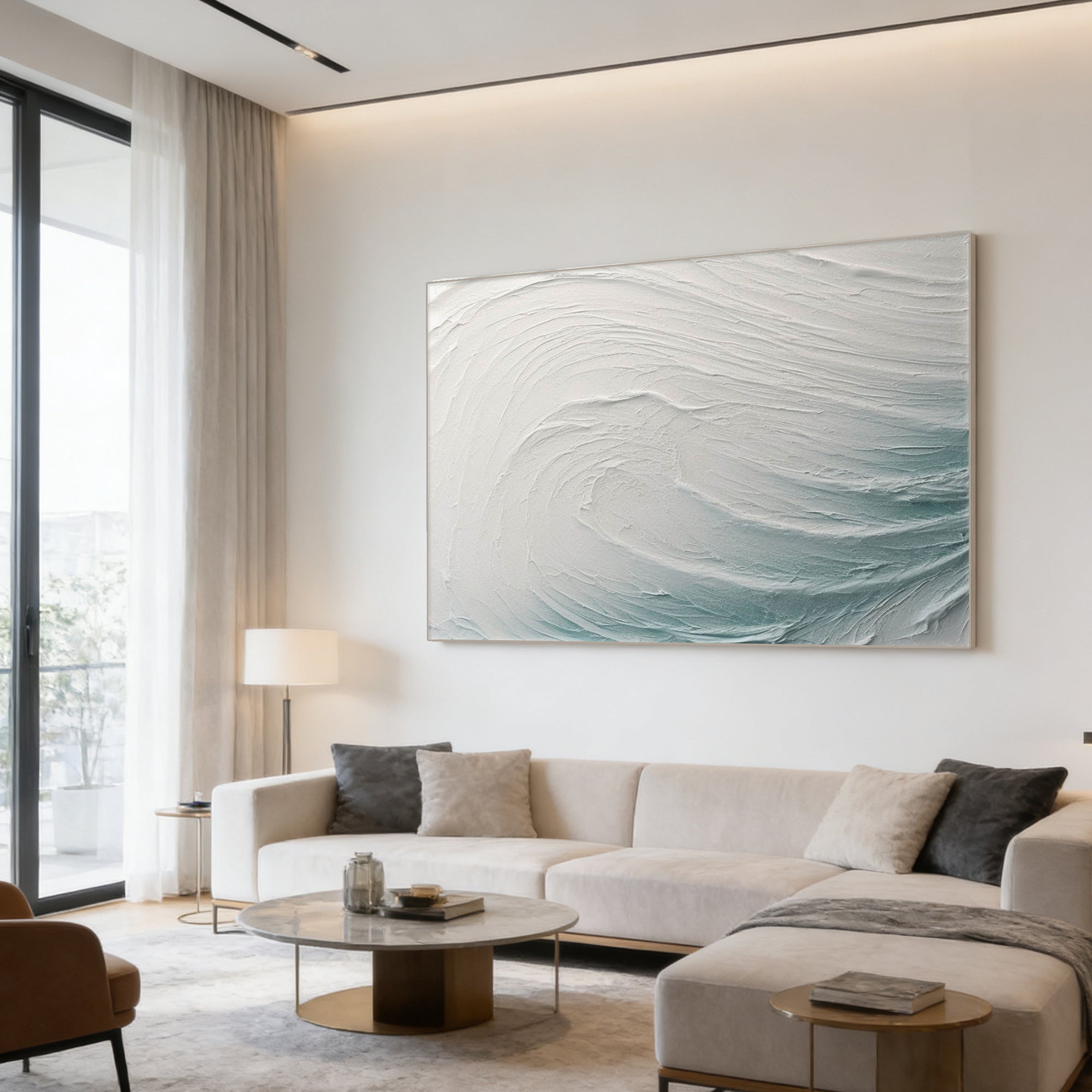 3D Textured Abstract Minimalist Ocean Wall Art - Swell Arc