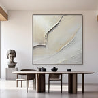 Lumi Gallery's Golden Hush 3D textured minimalist gold wall art in modern dining room