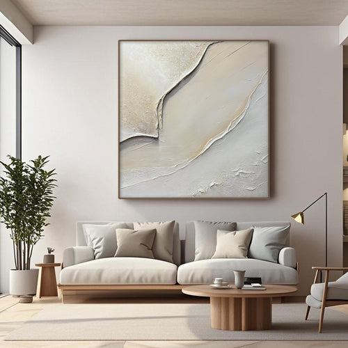 3D textured minimalist gold canvas wall art Golden Hush in contemporary living room