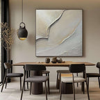 Lumi Gallery's 3D textured minimalist gold wall art 'Golden Hush' in contemporary dining space