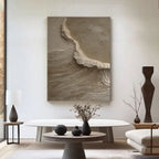 3D Textured Minimalist Beige Coastal Painting - Tideline