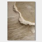 3D Textured Minimalist Beige Coastal Painting - Tideline