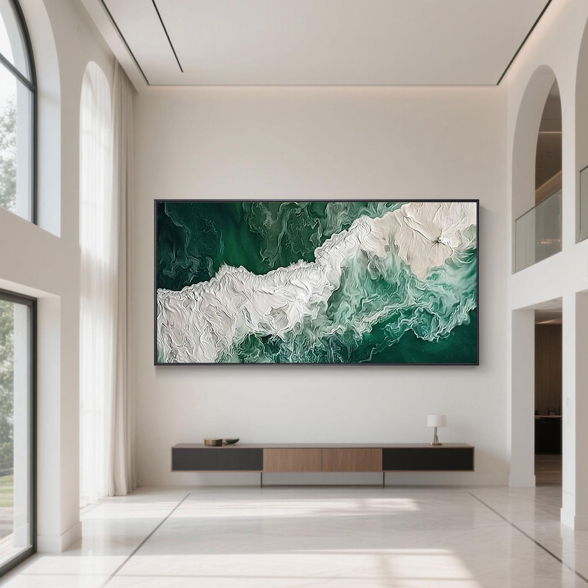 Modern Green Canvas Art |Shaded Flow