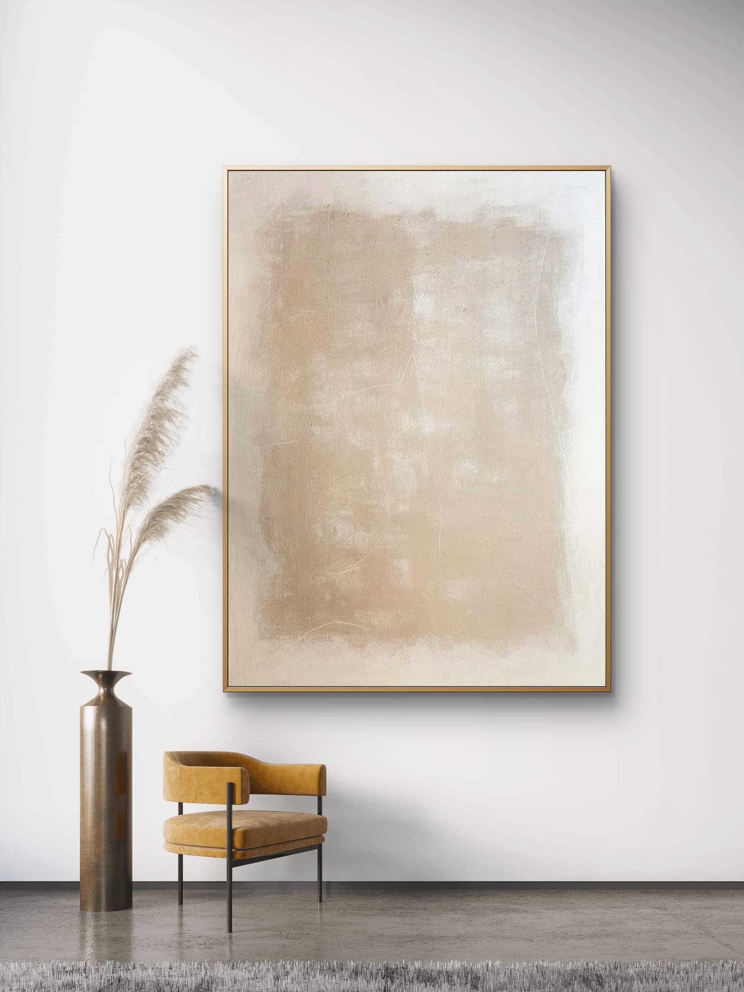Minimalist abstract canvas wall art with beige and white tones, featuring natural textures for a serene and timeless look.