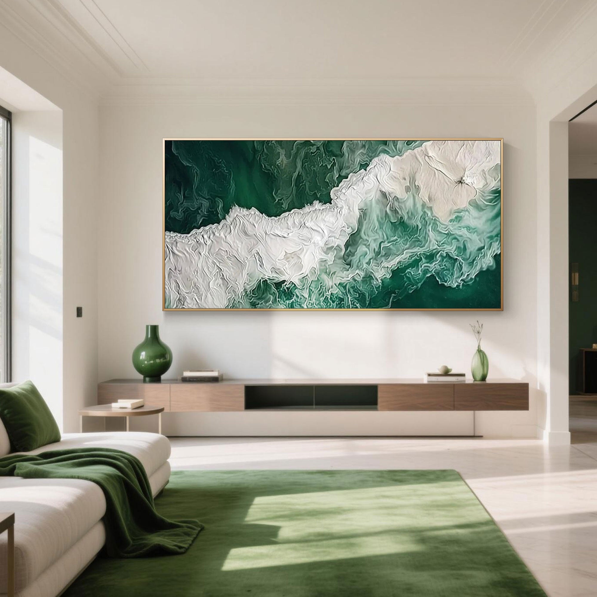 Modern Green Canvas Art |Shaded Flow