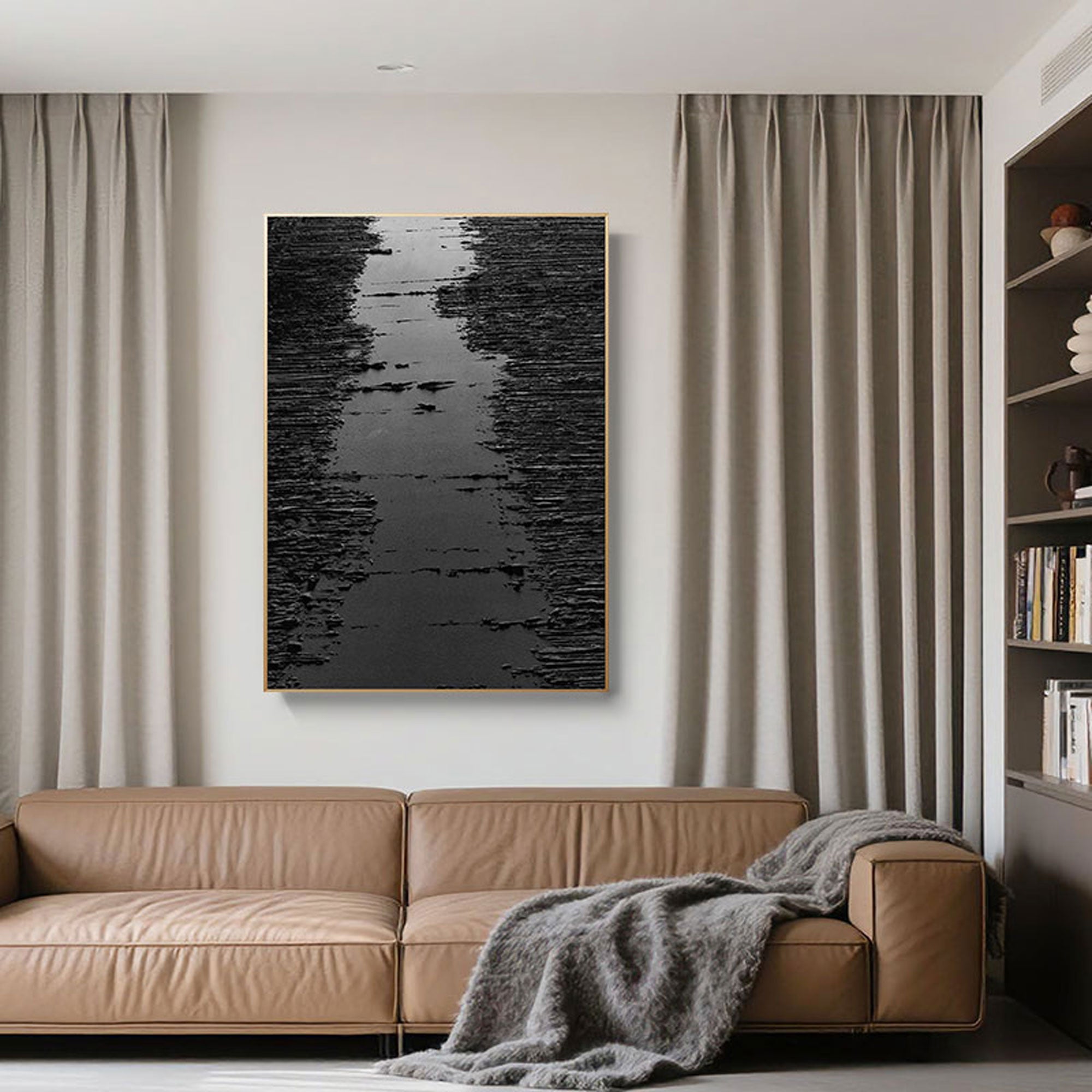Minimalist Abstract Black Canvas Wall Art #MN004
