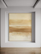 Minimalist abstract landscape canvas wall art featuring beige and brown gradients for a serene decor touch.
