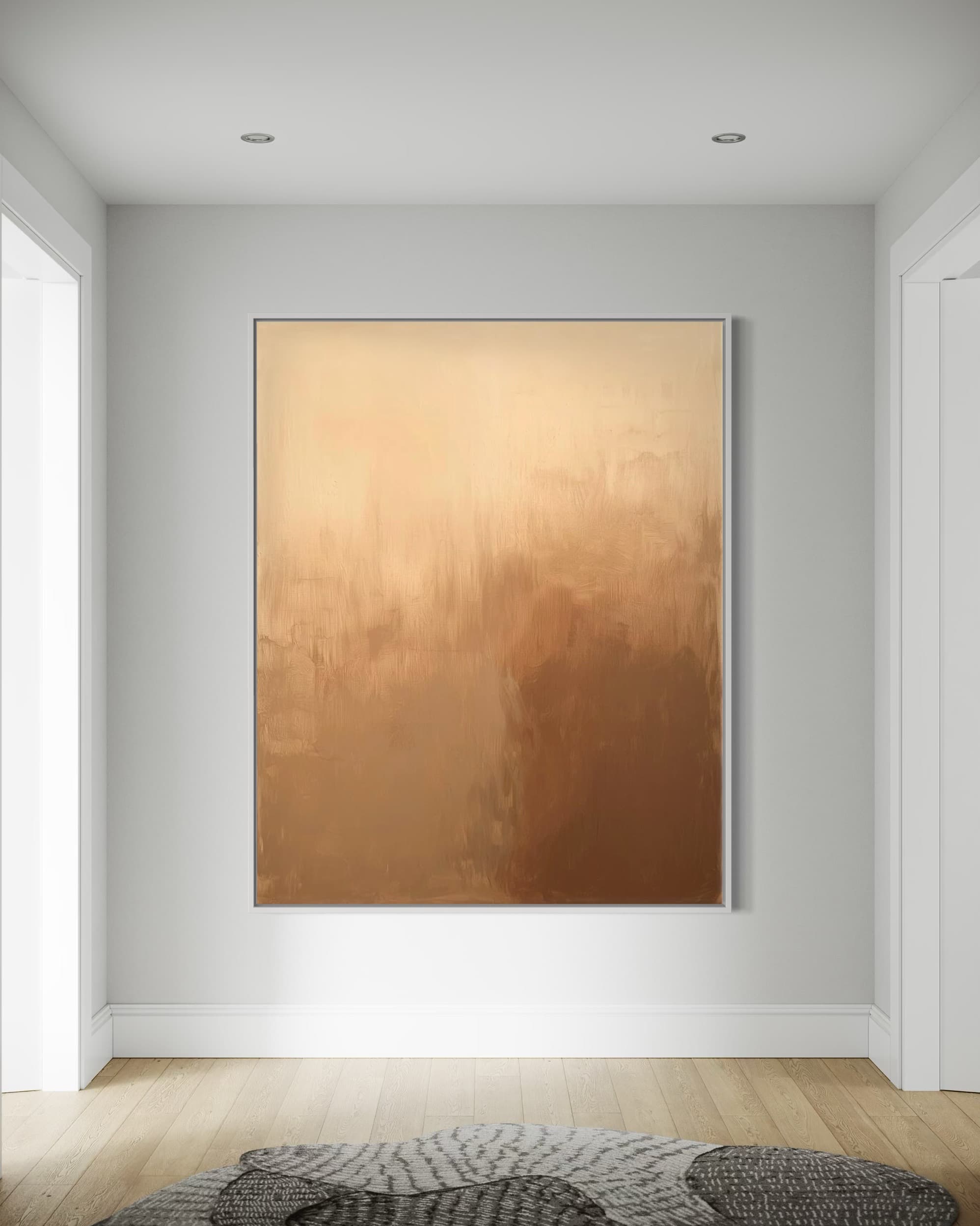 Hand-painted gold-toned artwork on premium canvas, enhancing home elegance.