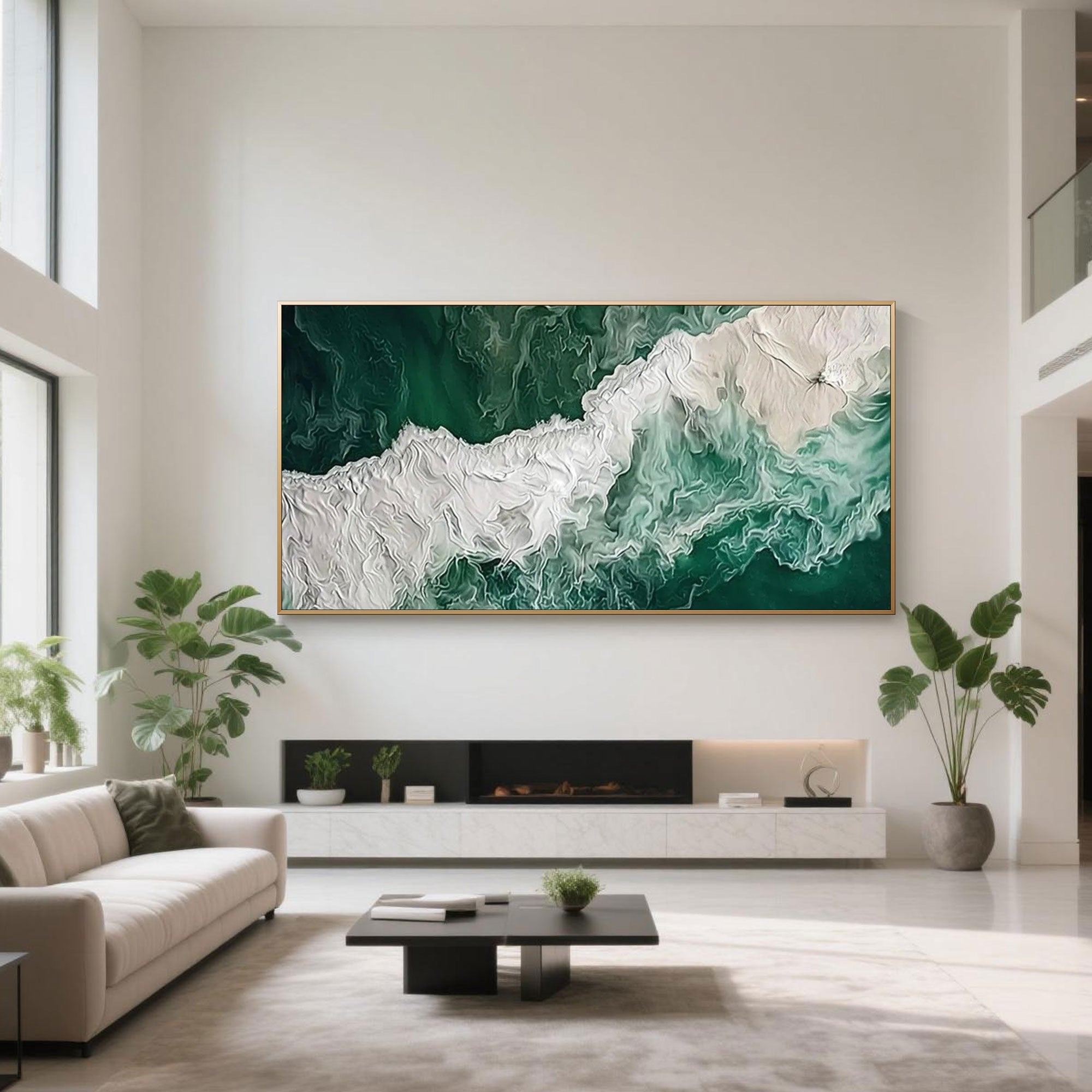 Modern Green Canvas Art |Shaded Flow