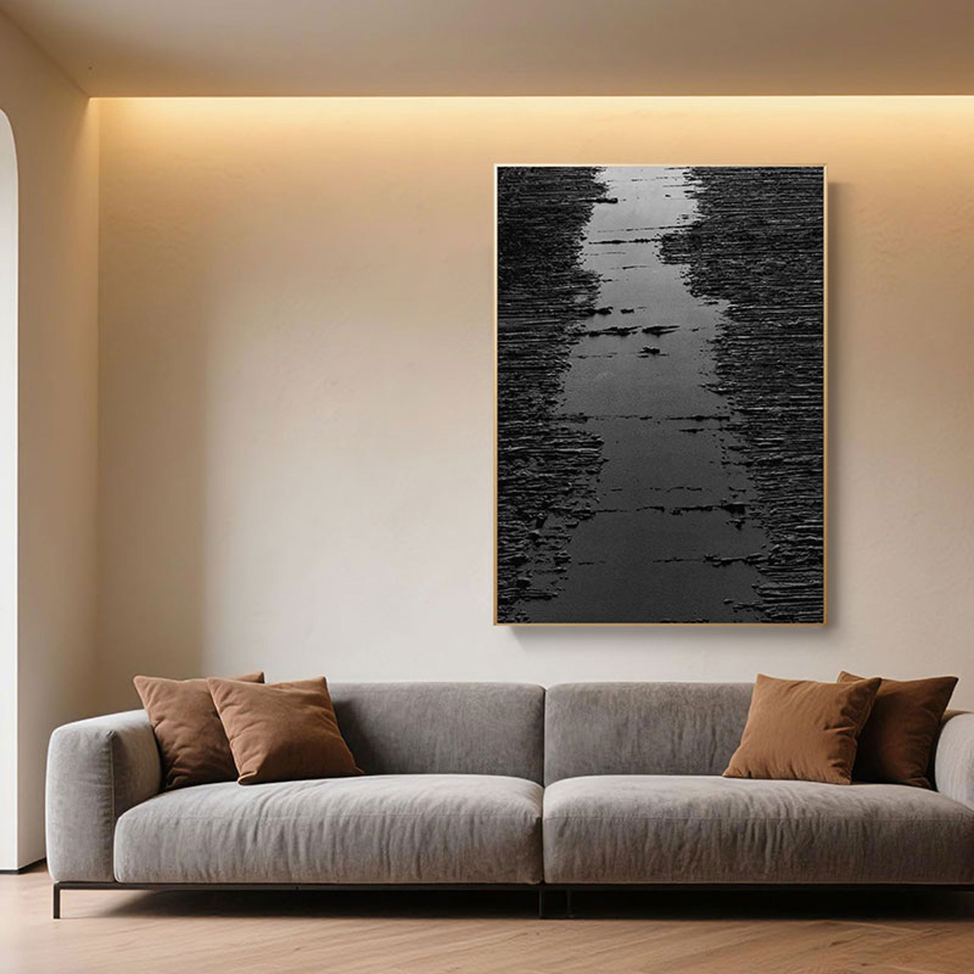 Minimalist Abstract Black Canvas Wall Art #MN004