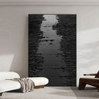 Wabi-Sabi inspired black canvas art, perfect for adding depth and character to living rooms or office spaces.