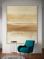 Minimalist abstract landscape canvas wall art featuring beige and brown gradients for a serene decor touch.