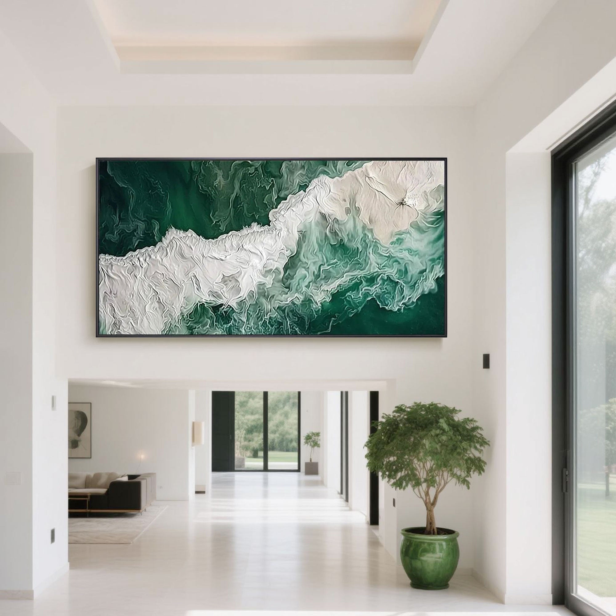 Modern Green Canvas Art |Shaded Flow