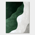 Abstract Coastal Canvas Art: Green, white, and grey wave design.