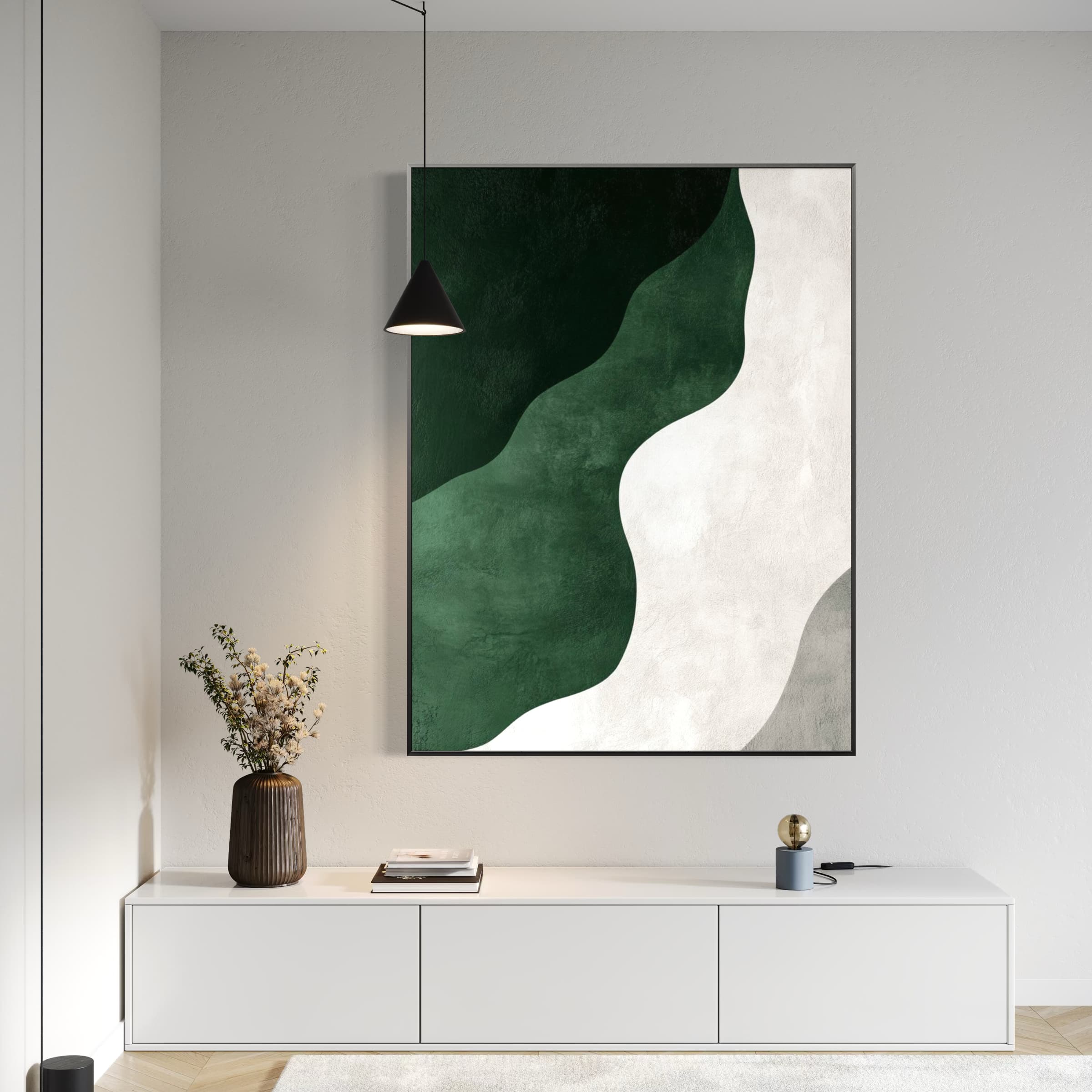 Abstract Coastal Canvas Art | Green Horizon