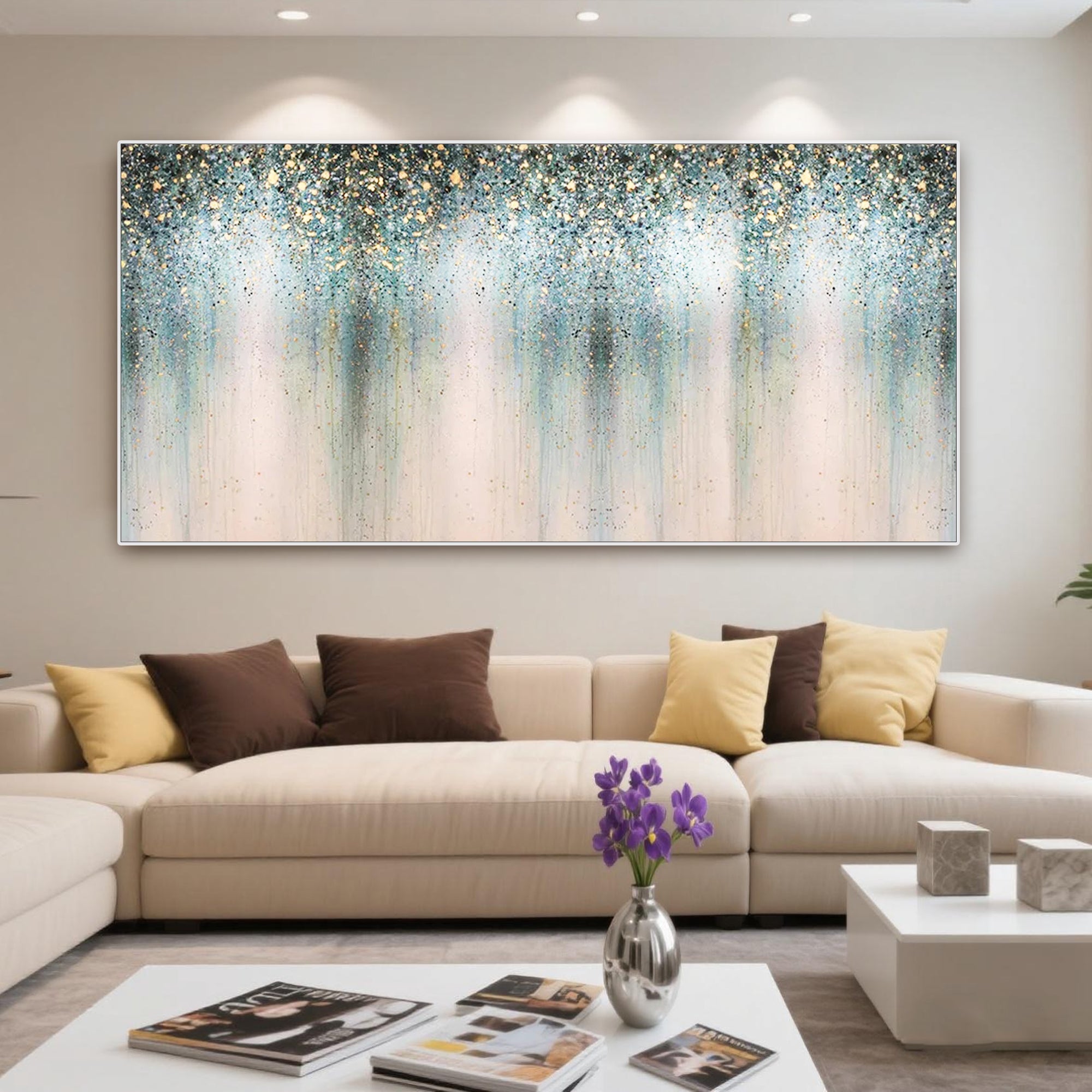 Eco-friendly paints and premium canvas for Starveil abstract artwork.