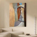 Wabi-Sabi textured abstract art in warm brown and beige.
