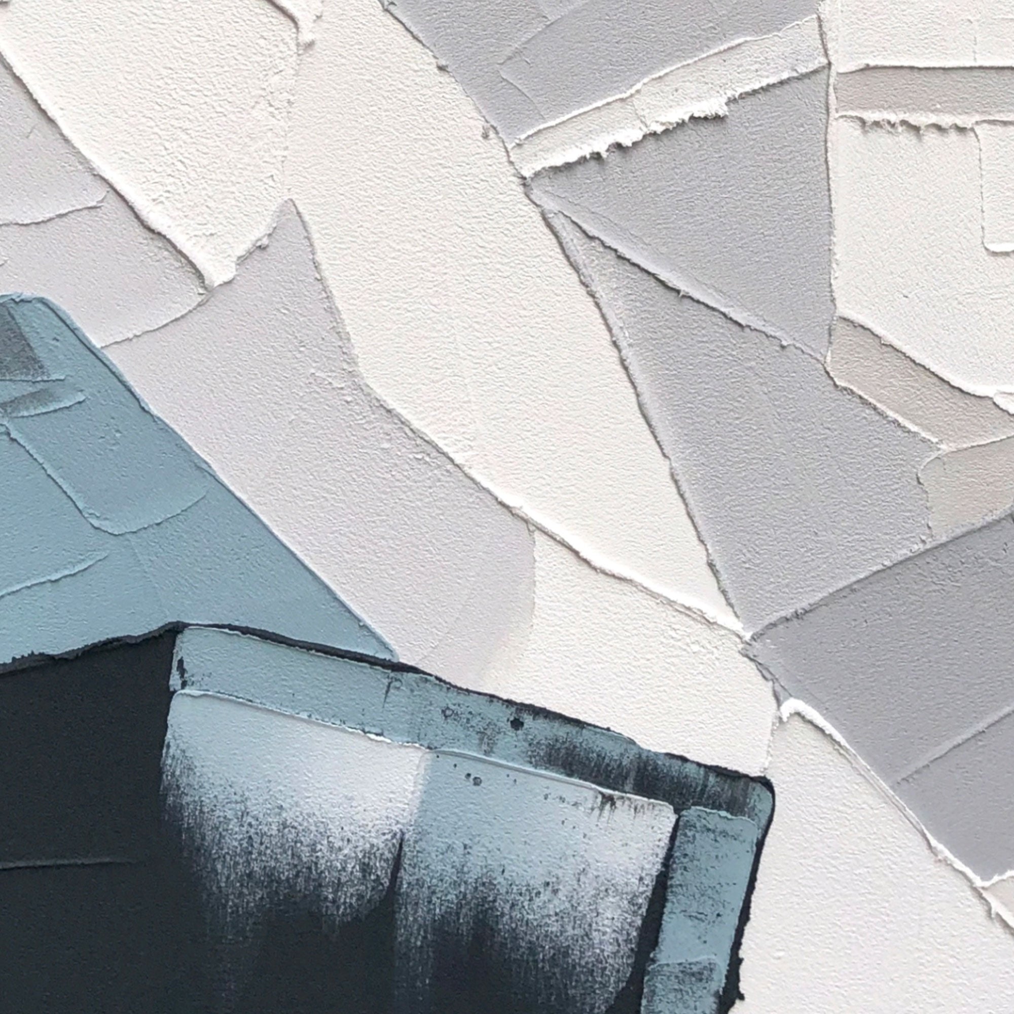 Close-up of Silent Grid art showing textured, hand-painted geometric details.