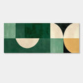 Abstract Green Canvas Art - 'Halfway' - Geometric design with green and beige tones.