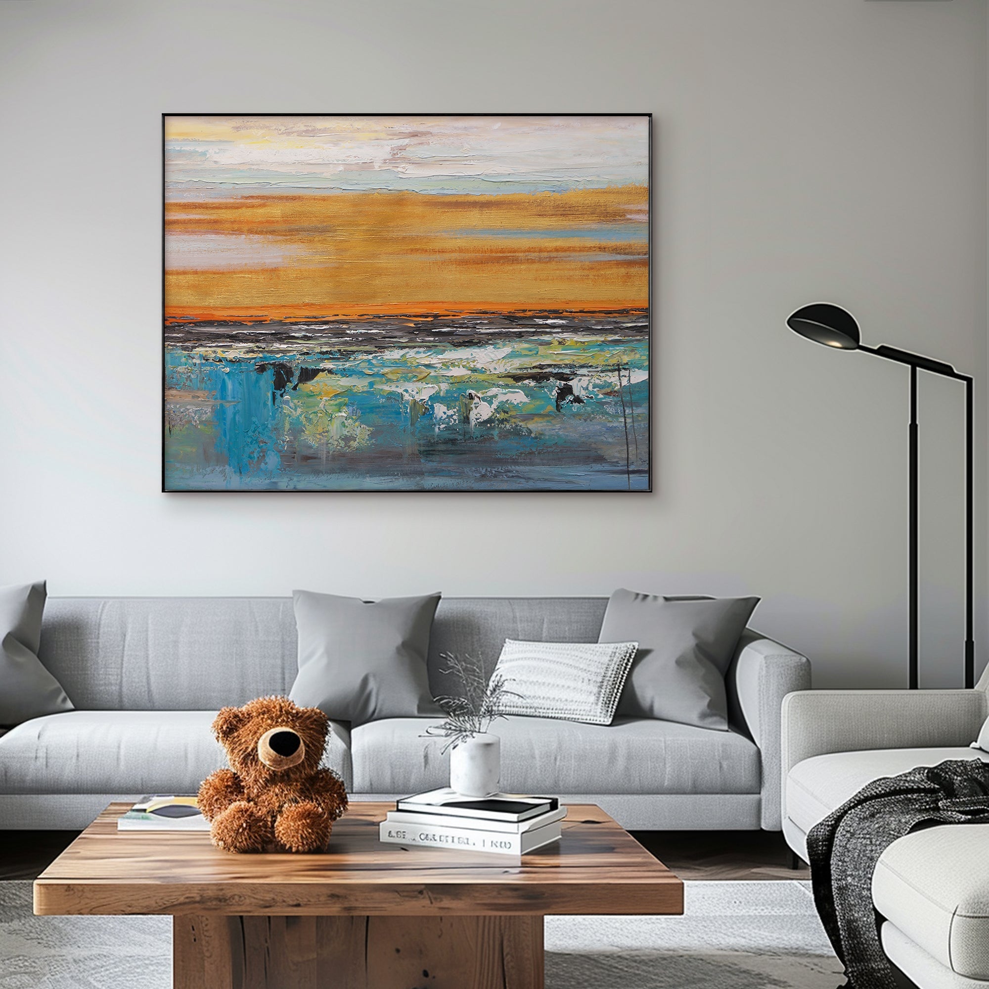Framed canvas art options: rolled, stretched, gold, silver, wood, black, and white frames.