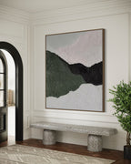 'Divide' abstract landscape painting in green, black, and white tones.