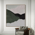 Thick textured wall art with sculptural abstract shapes in green tones