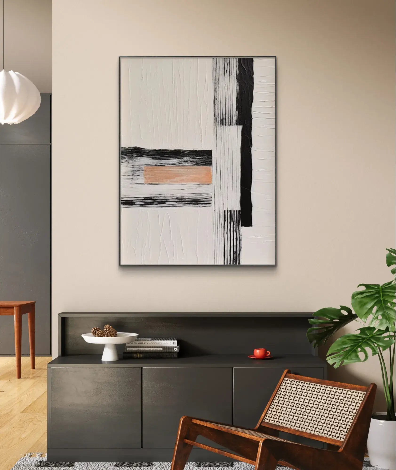 Abstract Minimalist Geometric Art in Black and White #WS018