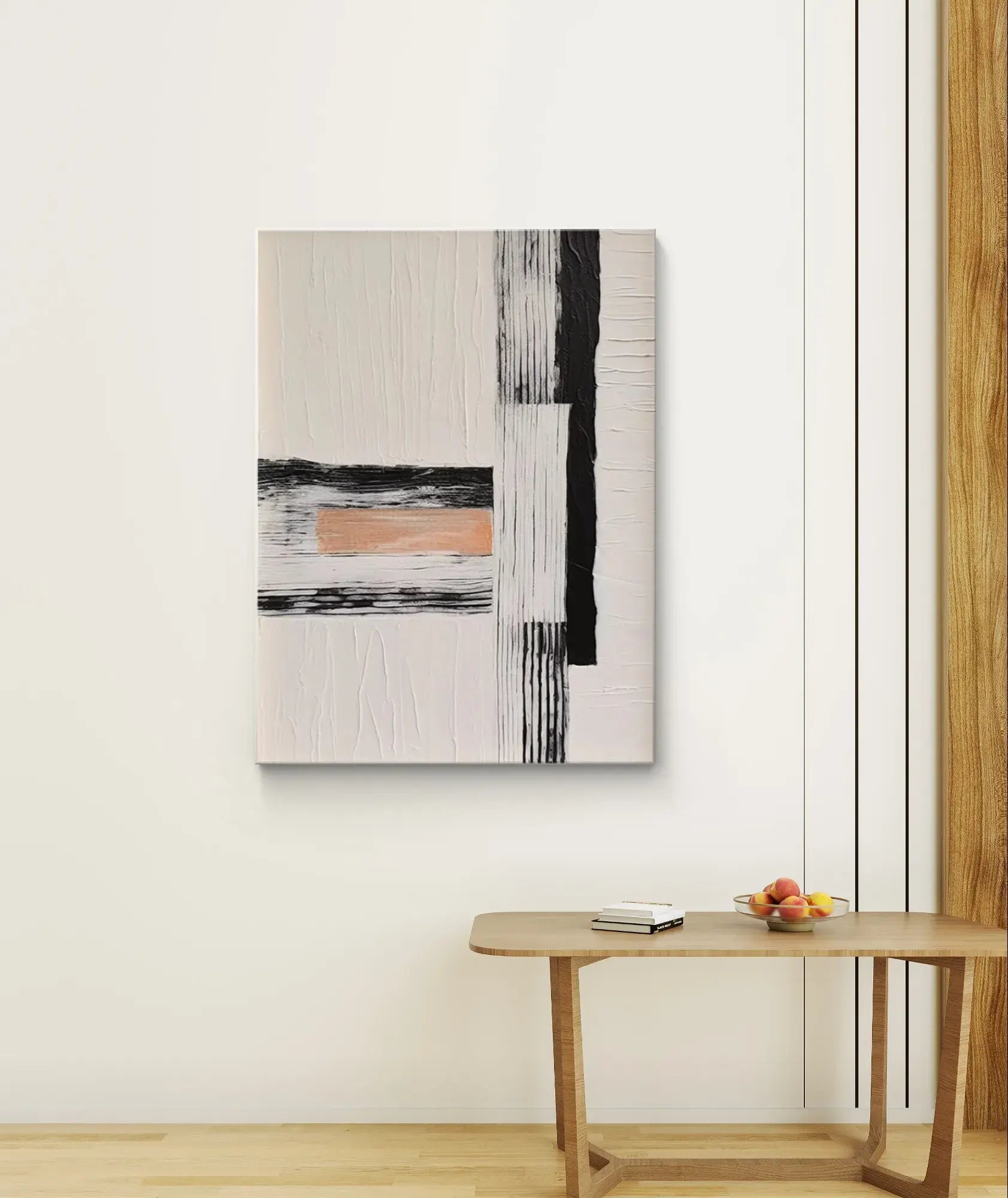 Abstract Minimalist Geometric Art in Black and White #WS018